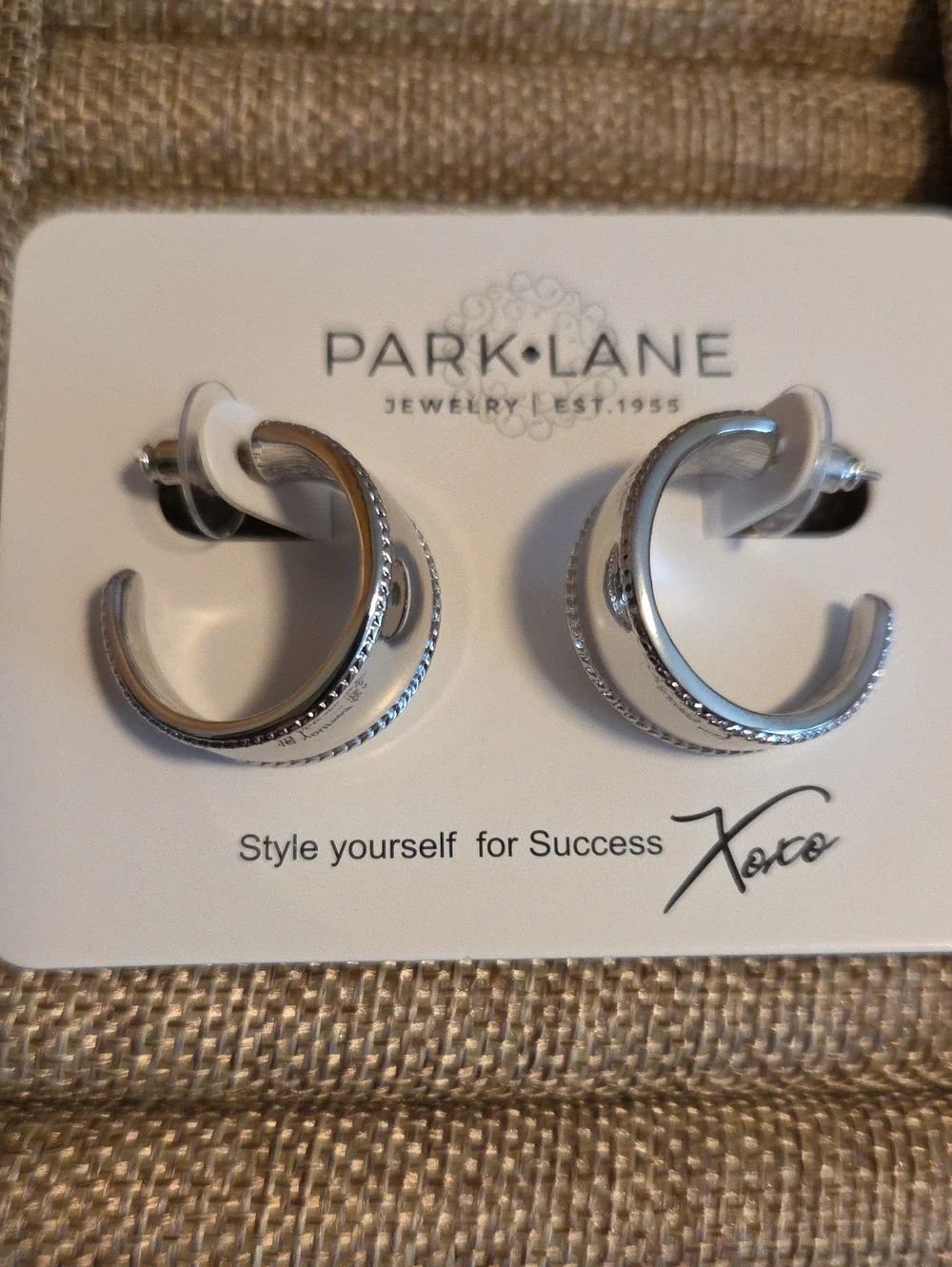 Park Lane Polished Silver Twisted Double Hoop Earrings - Orbit